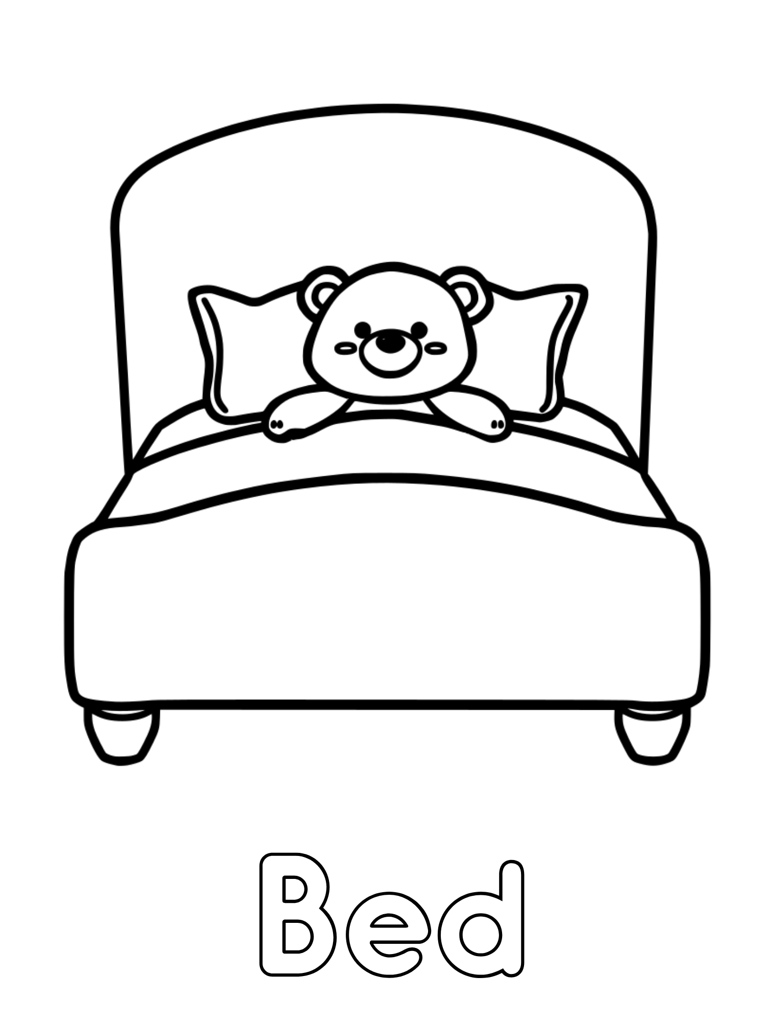 Teddy bear in bed