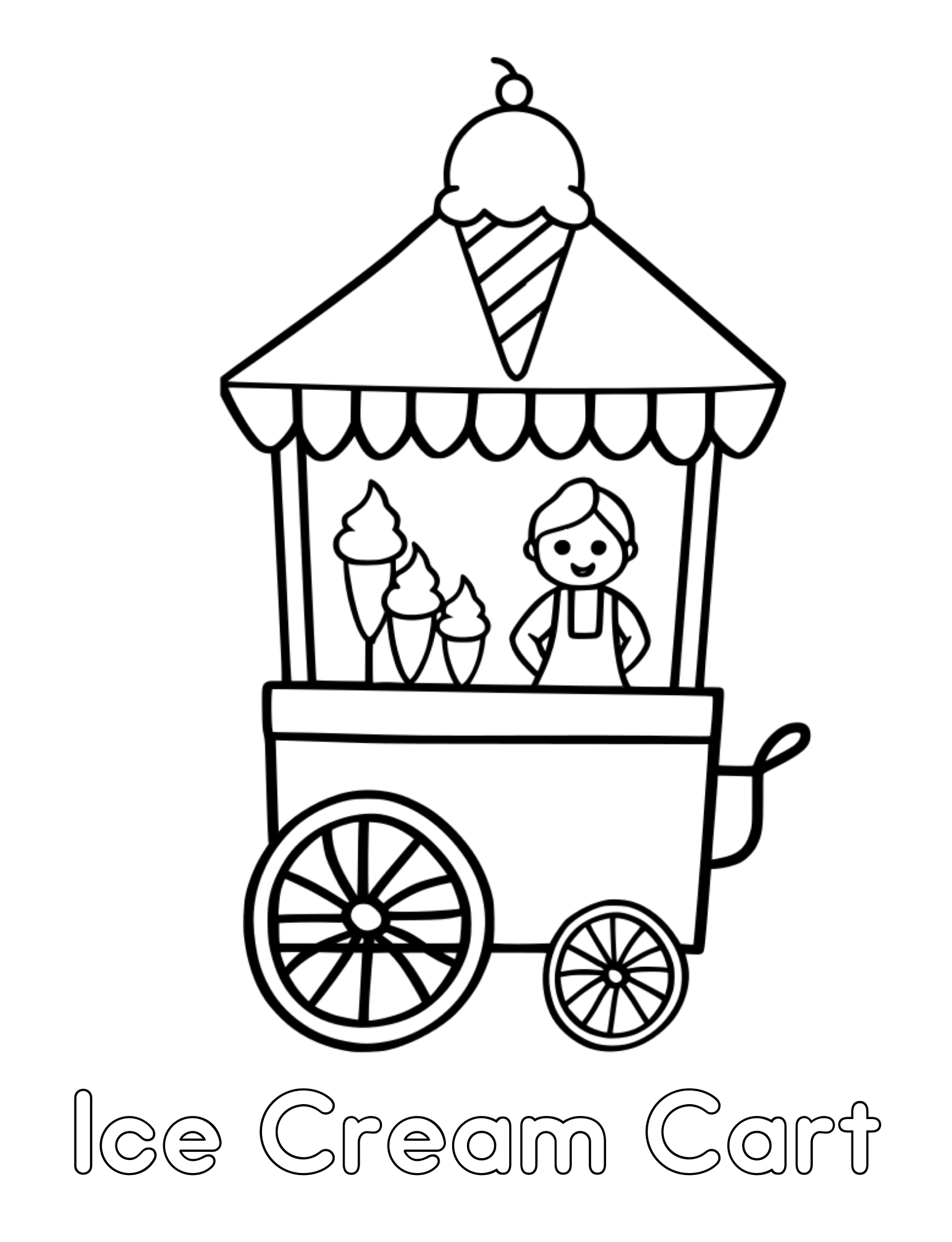 a man inside an ice cream cart selling ice cream