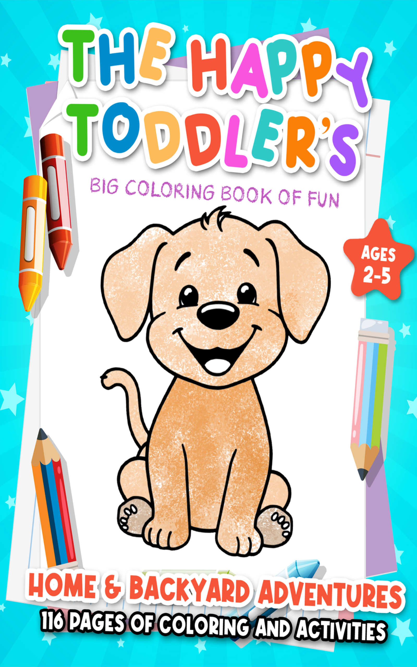 Dog and crayons
