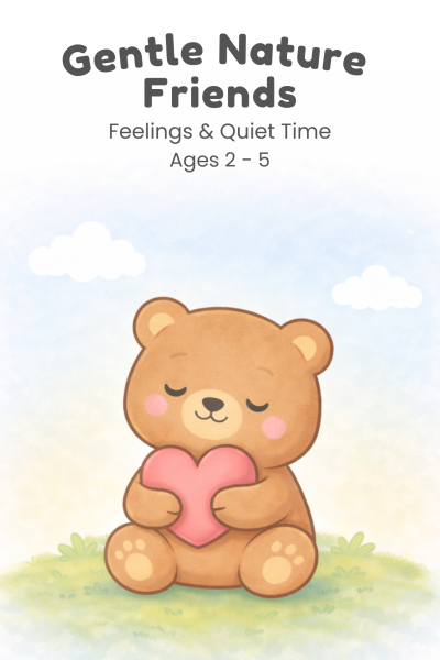 A teddy bear sitting in the grass holding a heart under a blue sky